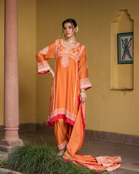 Amber Orange Phiran Suit Set