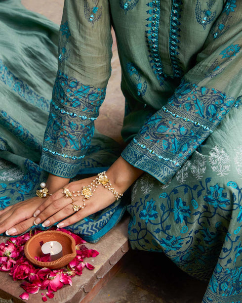 Amalfi Green & Blue A-Line Suit Set