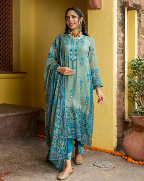 Amalfi Green & Blue A-Line Suit Set