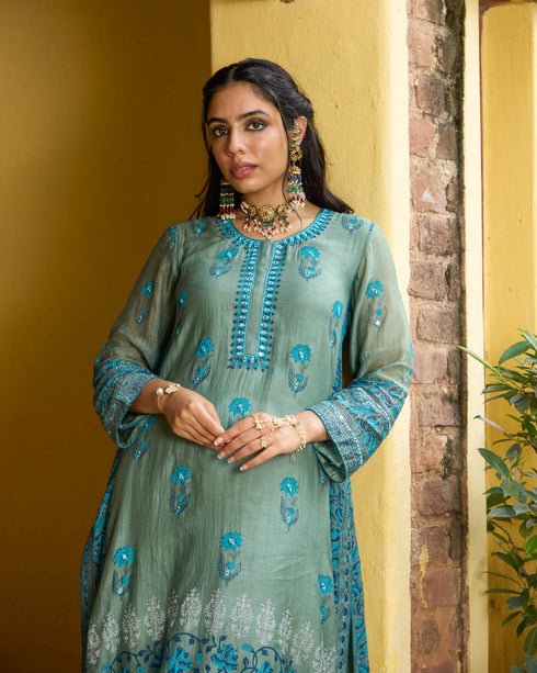 Amalfi Green & Blue A-Line Suit Set