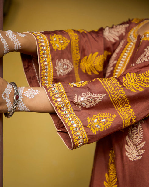 Cinnamon Brown Straight Suit Set